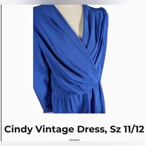 CINDY Vintage Royal Blue Dress Size 12